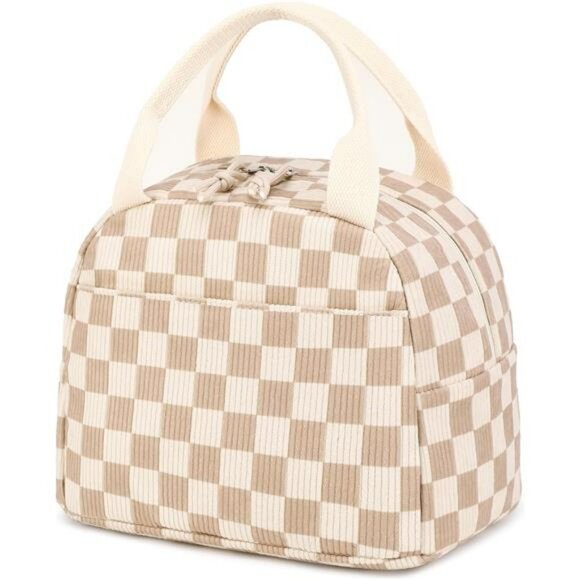 Corduroy insulated lunch bag tote reusable cooler for women men work picnic - Picture 1 of 7